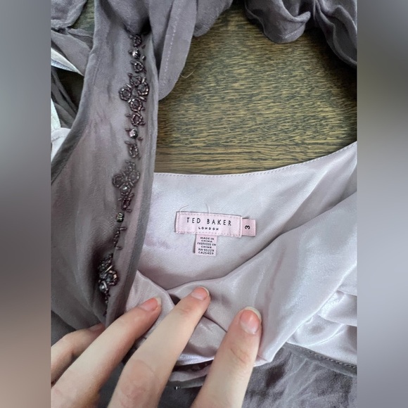 TED BAKER Silk purple Beaded sleeveless blouse size - Picture 7 of 13